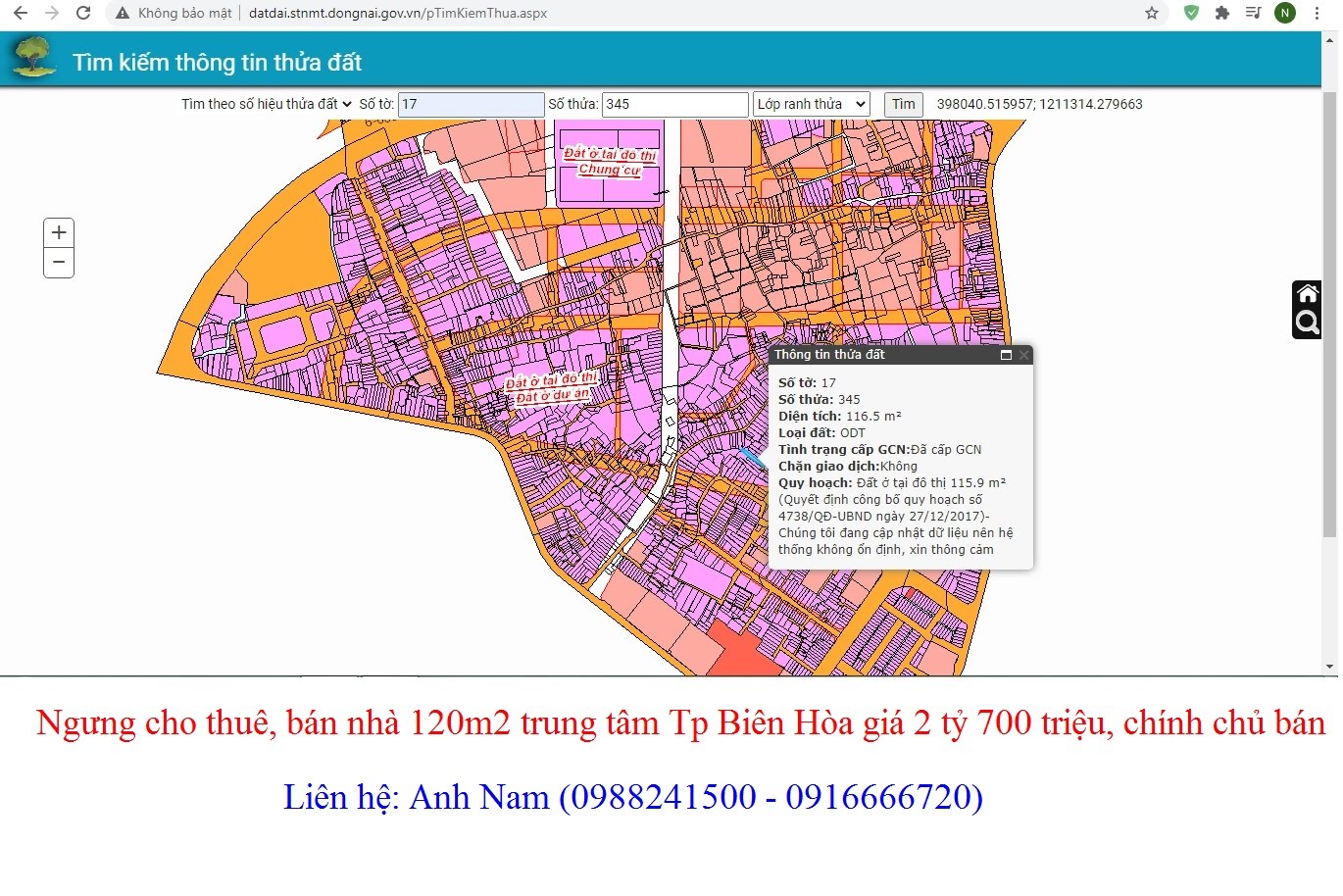 Bán nhà Tp Biên Hoà, P Quang Vinh, khu trung tâm