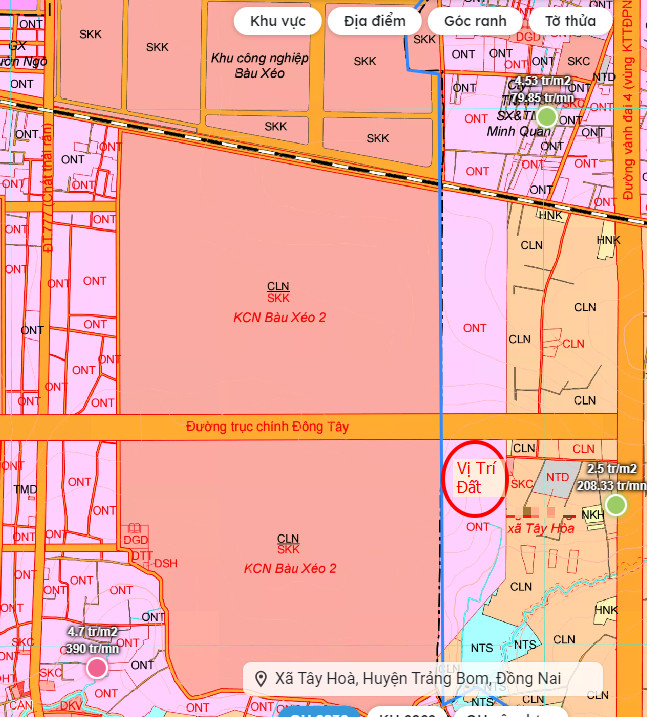 Bán Đất 132m2 Ngay Khu Công Nghiệp Bàu Xéo và Ngay Đường Vành Đai 4