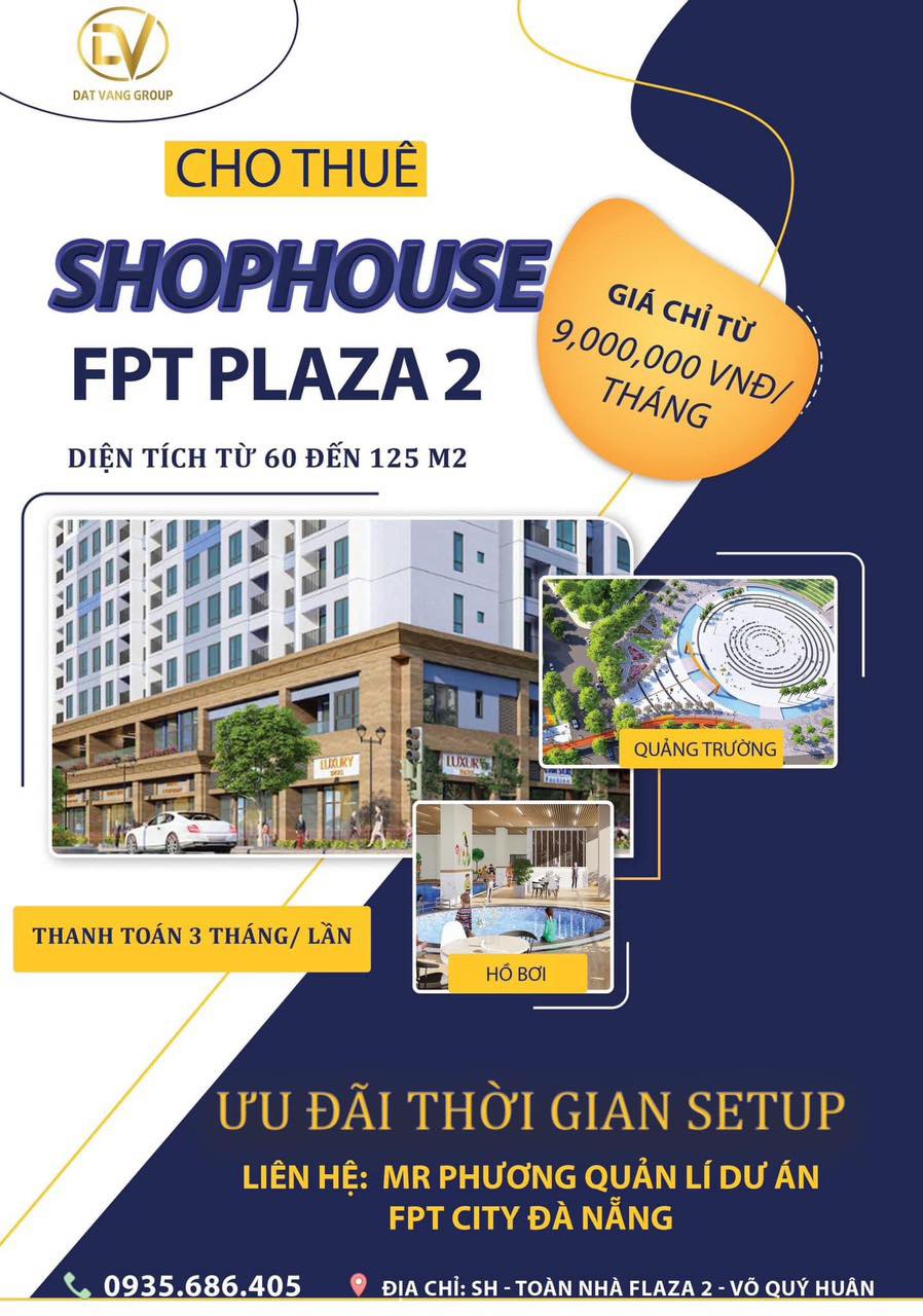 Cho thuê căn Shophouse FPT tại tp Đà Nẵng