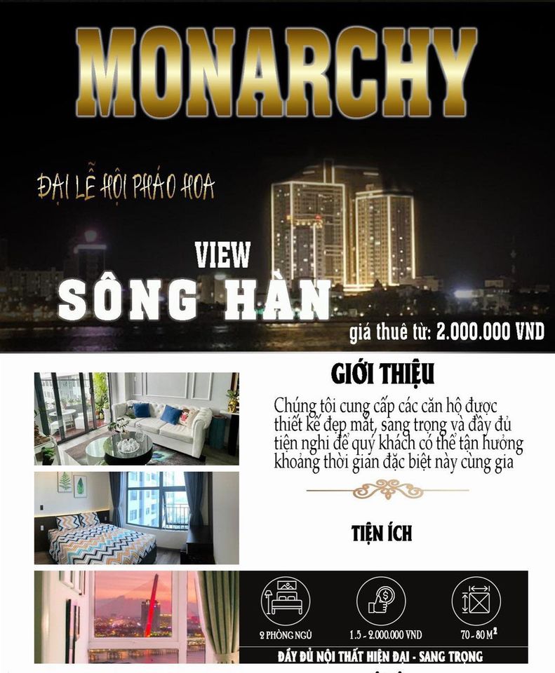 Cho Thuê Căn Hộ Monarchy View Sông Hàn Siêu Đẹp Tại Đà Nẵng