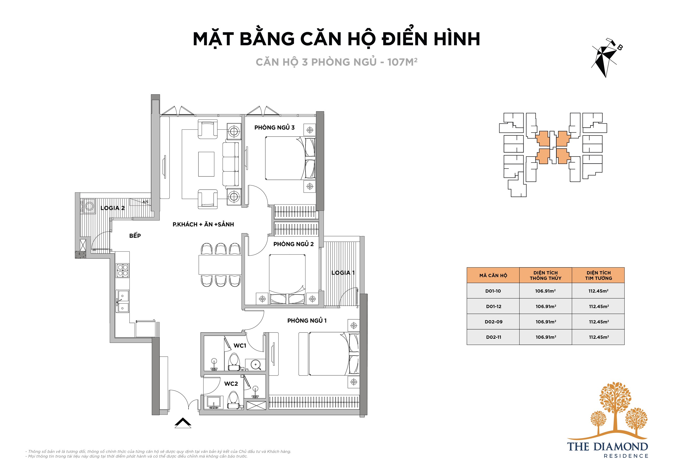 CHỈ HƠN 3TỶ SỞ HỮU NGAY CĂN HỘ 4PN4VS  202M2 TẠI THE DIAMOND RESIDENCE