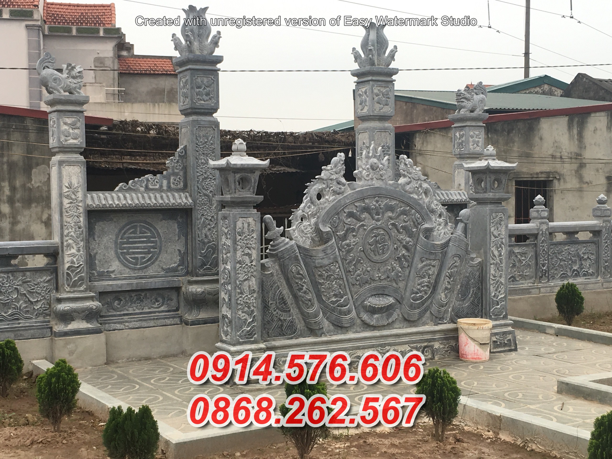 05 Ninh thuận bán cuốn thư bằng đá đẹp nhất - bình phong nhà thờ bằđá