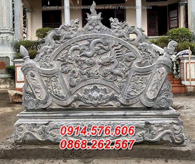 487 gia lai bán cuốn thư bằng đá mới nhất - bình phong đá đền miếu