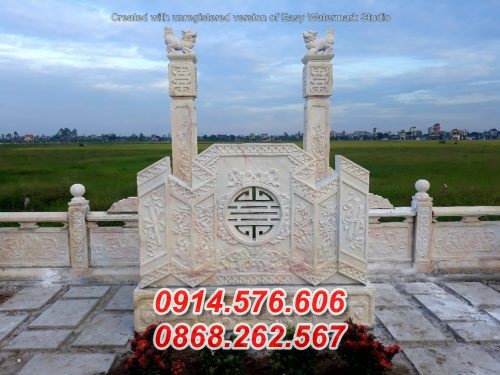 487 gia lai bán cuốn thư bằng đá mới nhất - bình phong đá đền miếu