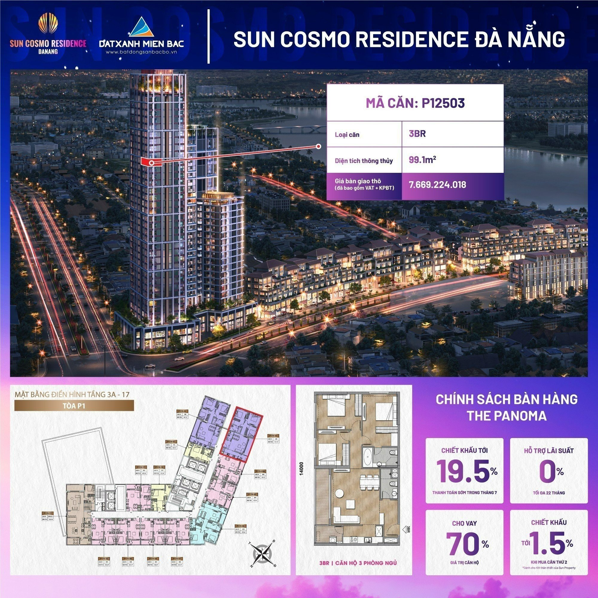 Duy nhất còn 1 căn góc hoa hậu 3PN nắm trọn tầm view 3 trong 1 !!!!