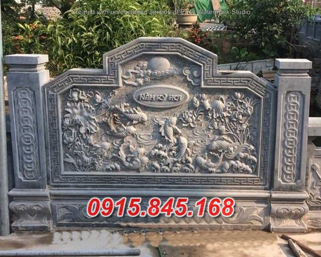 987 hải dương cuốn thư đá đẹp nhất - bình phong tắc môn đá