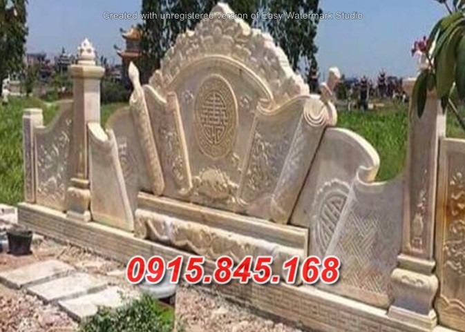 874 + cuốn thư đá đẹp long an - bình phong đá nhà thờ từ đường