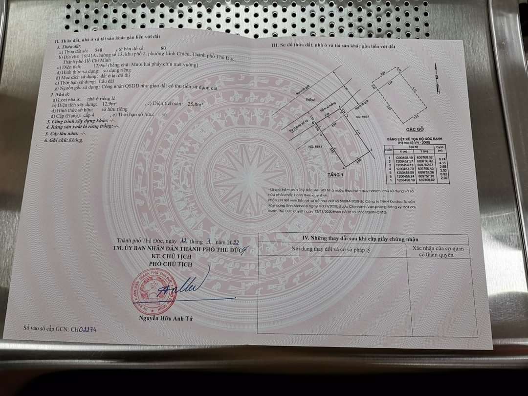 Giá chỉ 1 tỷ 550 có ngay Nhà SHR linh chiểu thủ đức