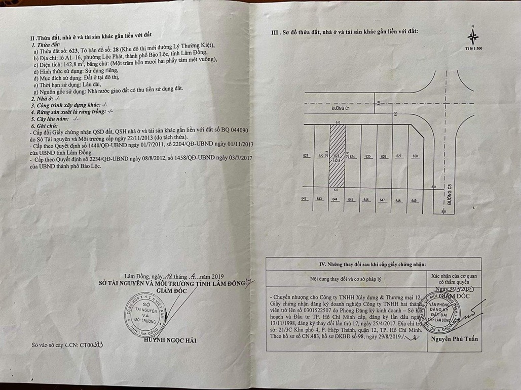 Bán thửa Đất Lô A1-16 Nam Phương City TP Bảo Lộc  142,8m2 full thổ cư