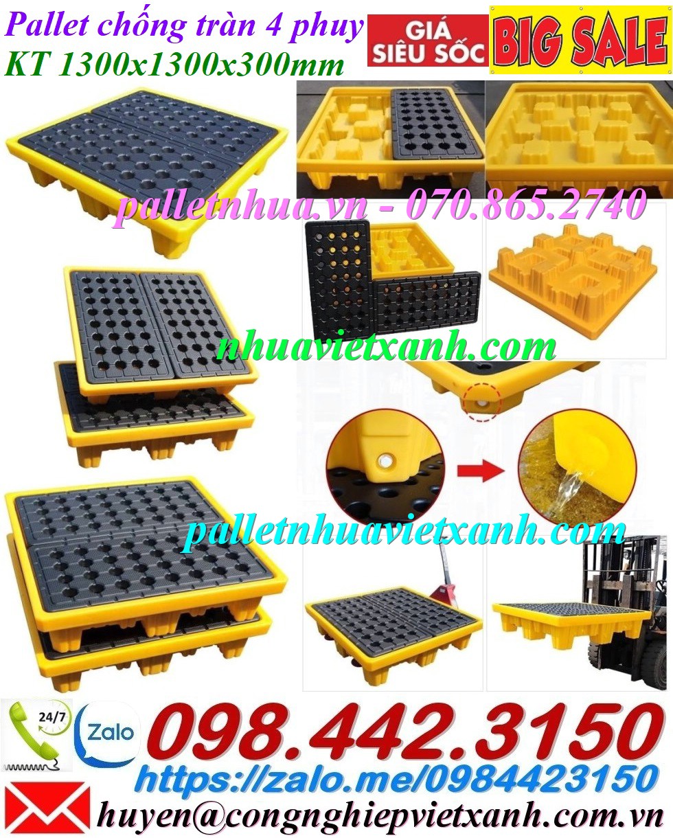 Pallet nhựa chống tràn 4 phuy xả hàng giá sốc