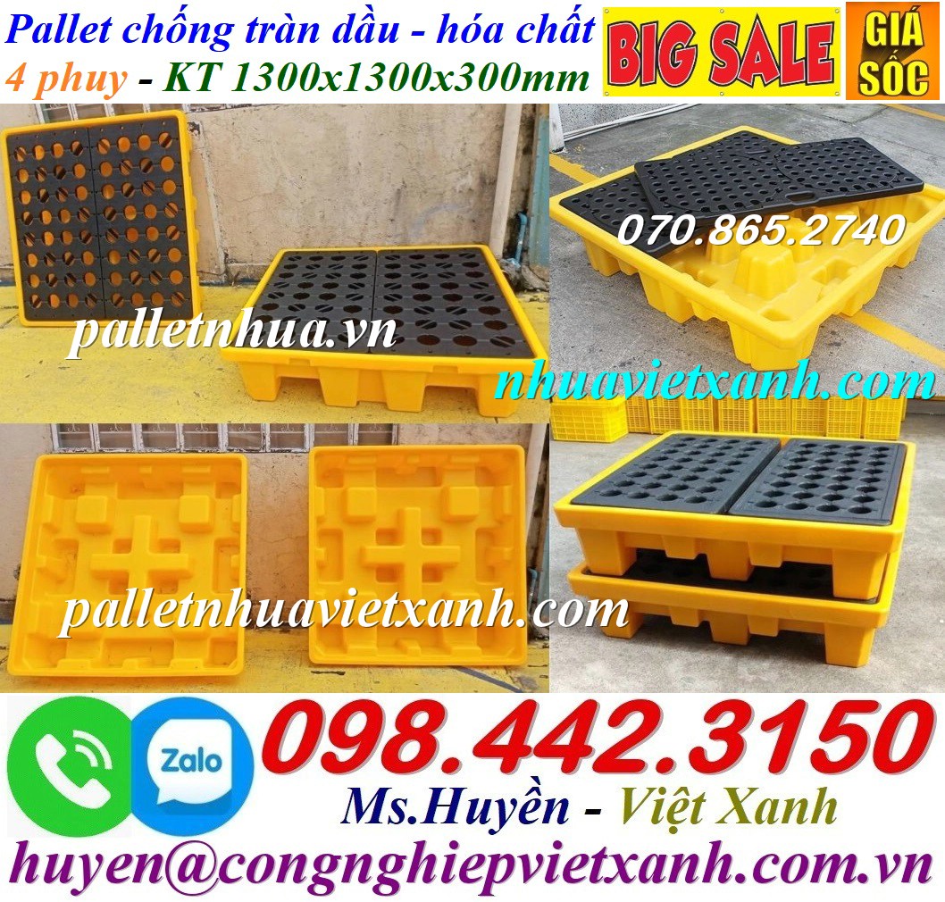 Pallet nhựa chống tràn 4 phuy xả hàng giá sốc