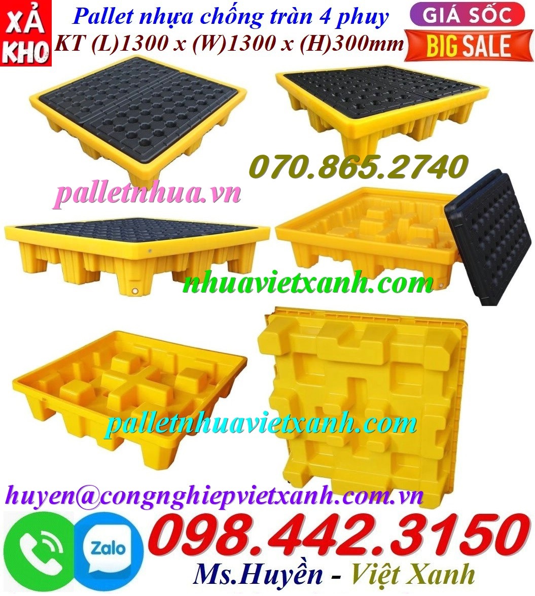 Pallet nhựa chống tràn 4 phuy xả hàng giá sốc
