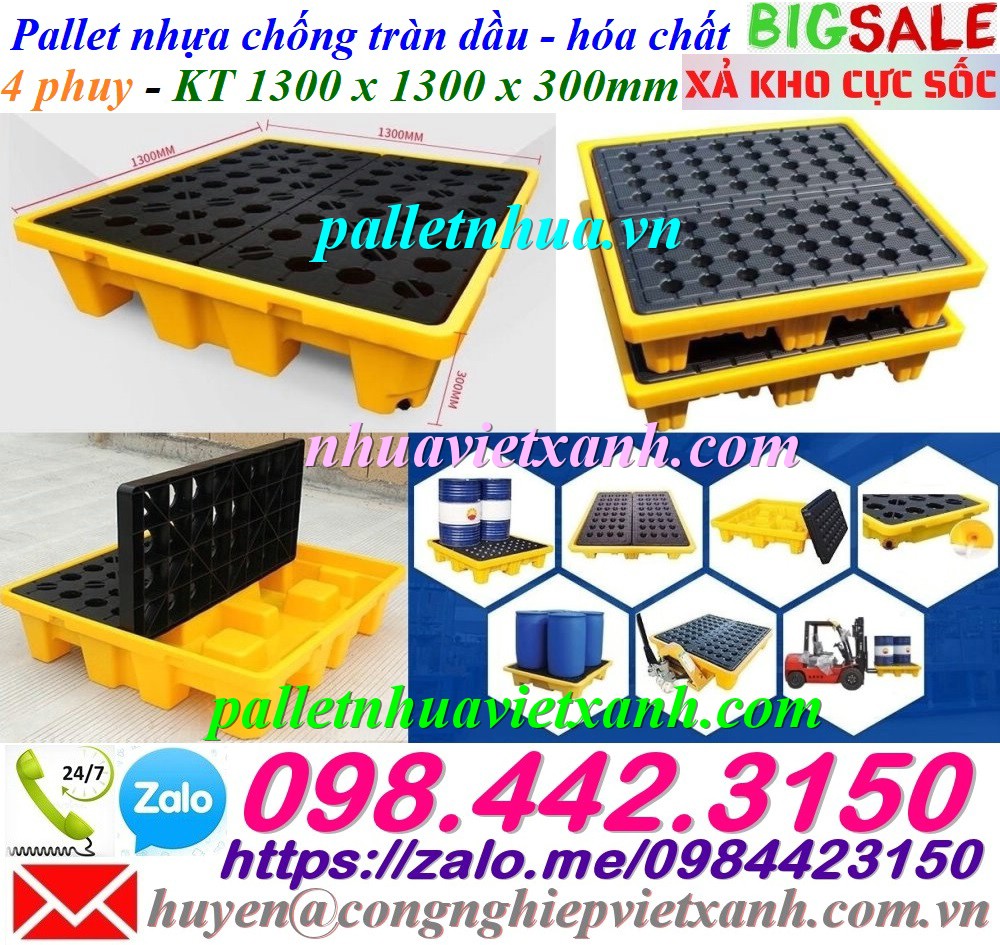 Pallet nhựa chống tràn 4 phuy xả hàng giá sốc