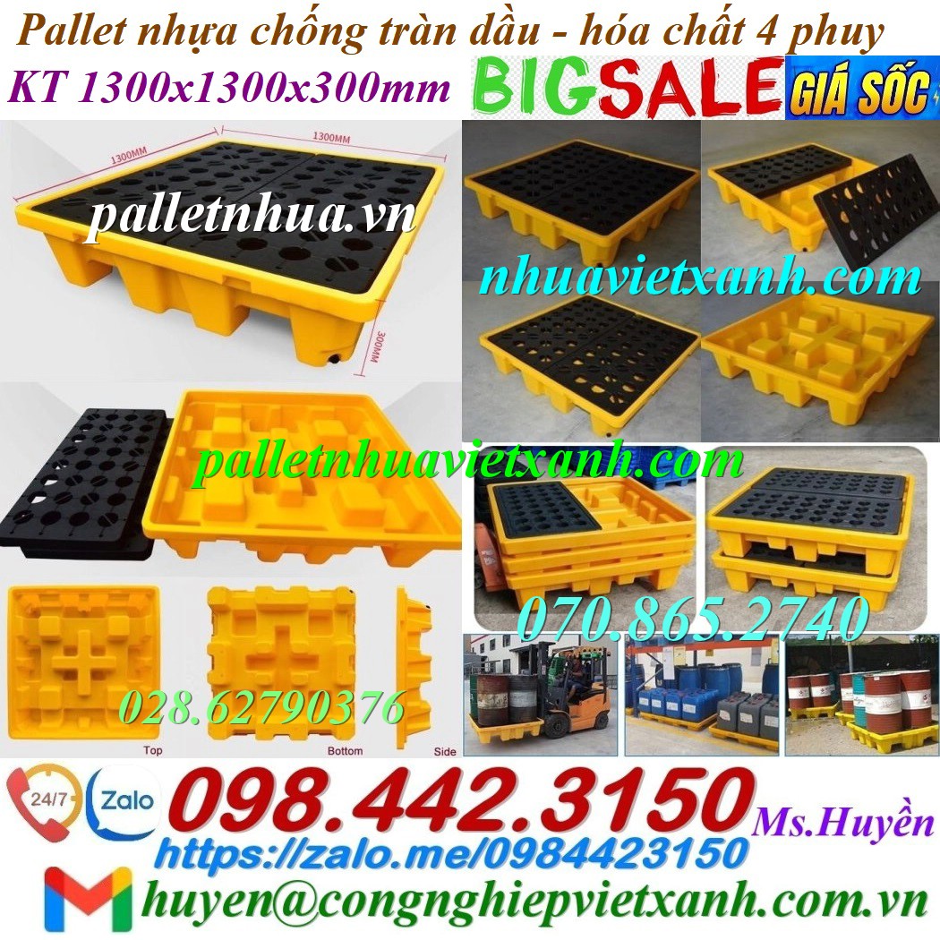 Pallet nhựa chống tràn 4 phuy xả hàng giá sốc