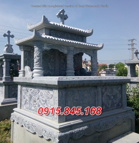 bán mộ đôi bằng đá hiện đại đẹp tại phú thọ 85