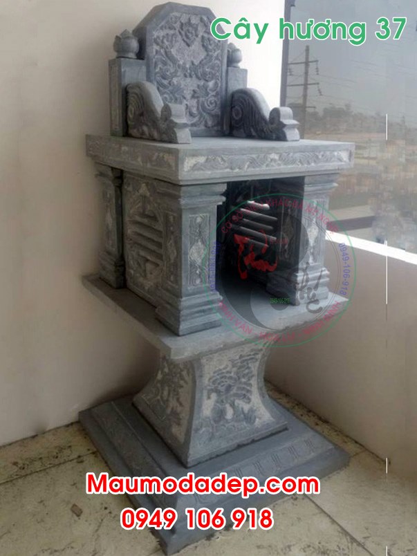 Mẫu cây hương 2 tầng thờ thiên bằng đá đẹp