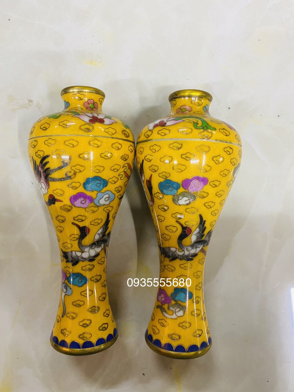 Giao lưu đôi bình pháp lam décor mới lạ 