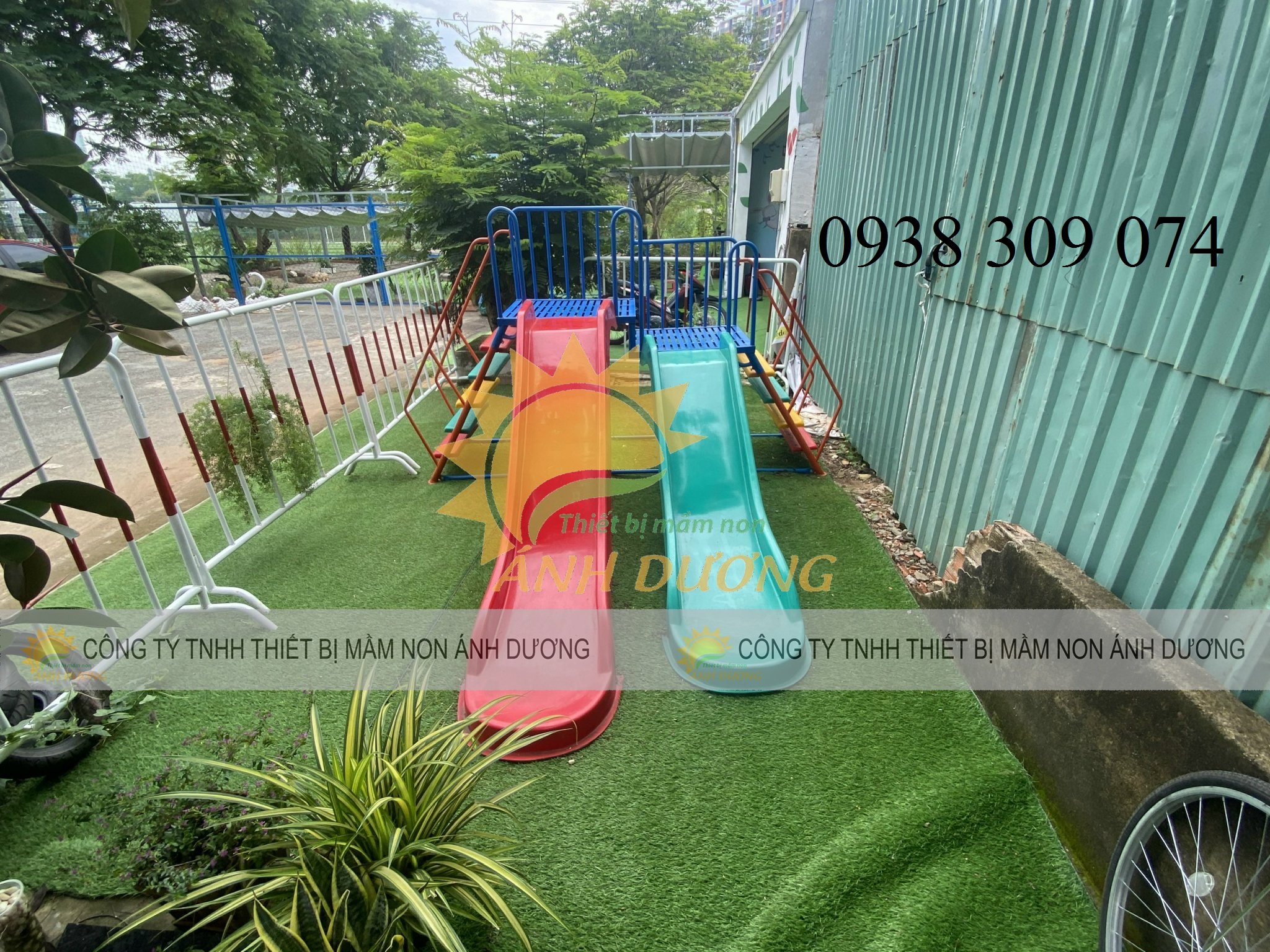 Cầu trượt máng đơn, đôi dành cho bé Ad0709