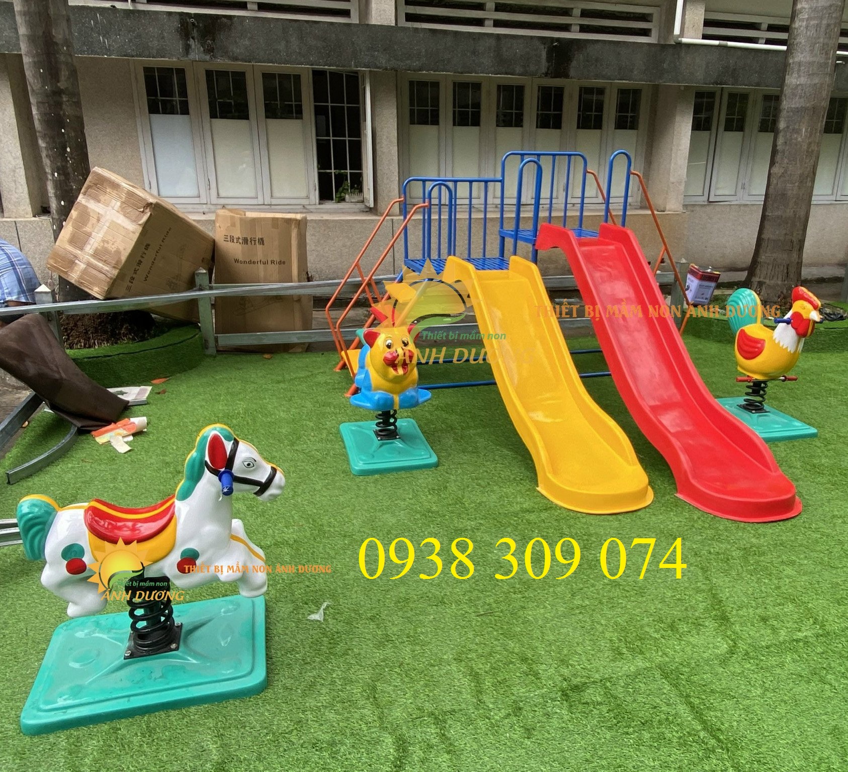 Cầu trượt máng đơn, đôi dành cho bé Ad0709