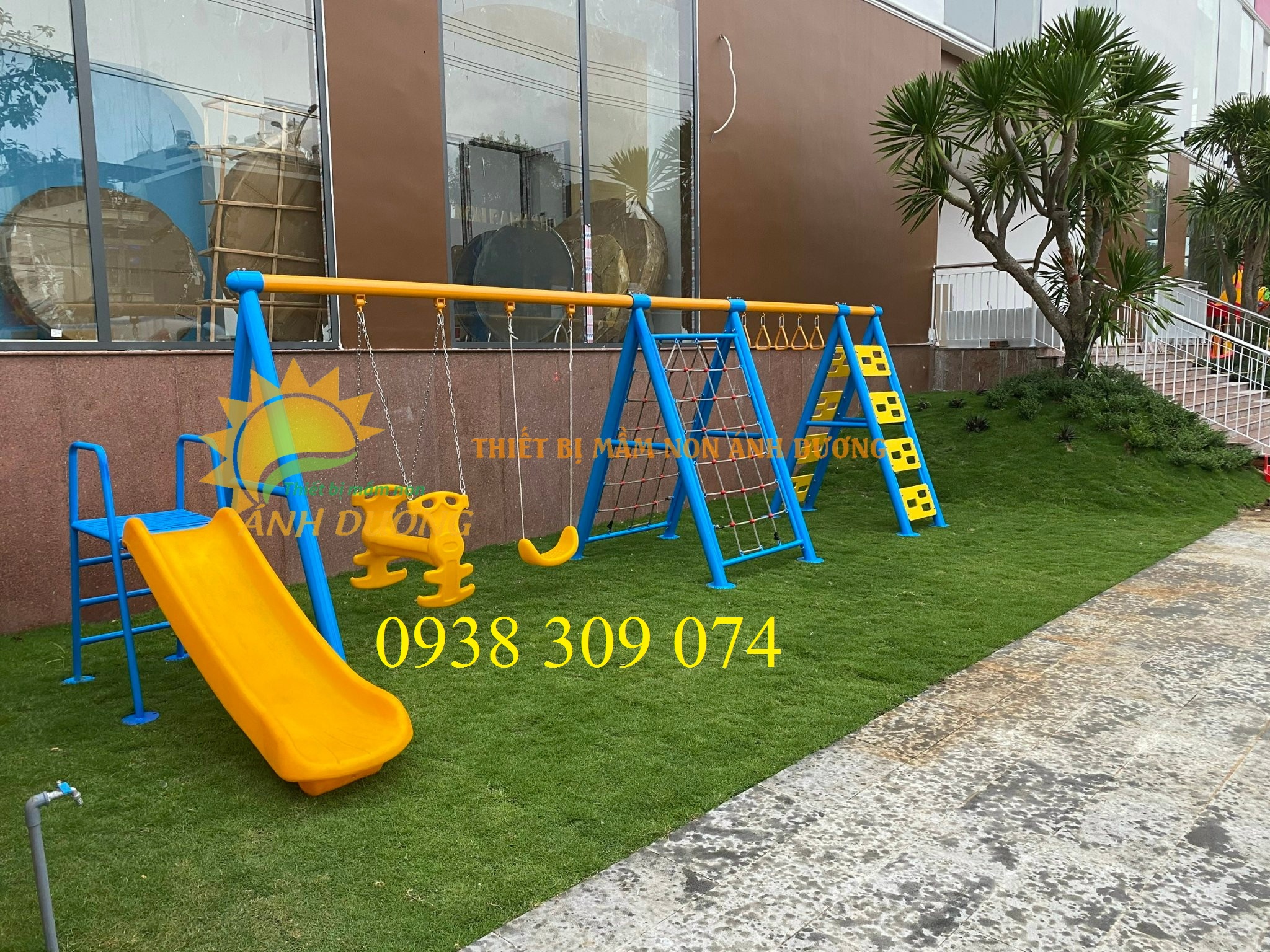Thang leo vận động kết hợp cầu trượt xích đu