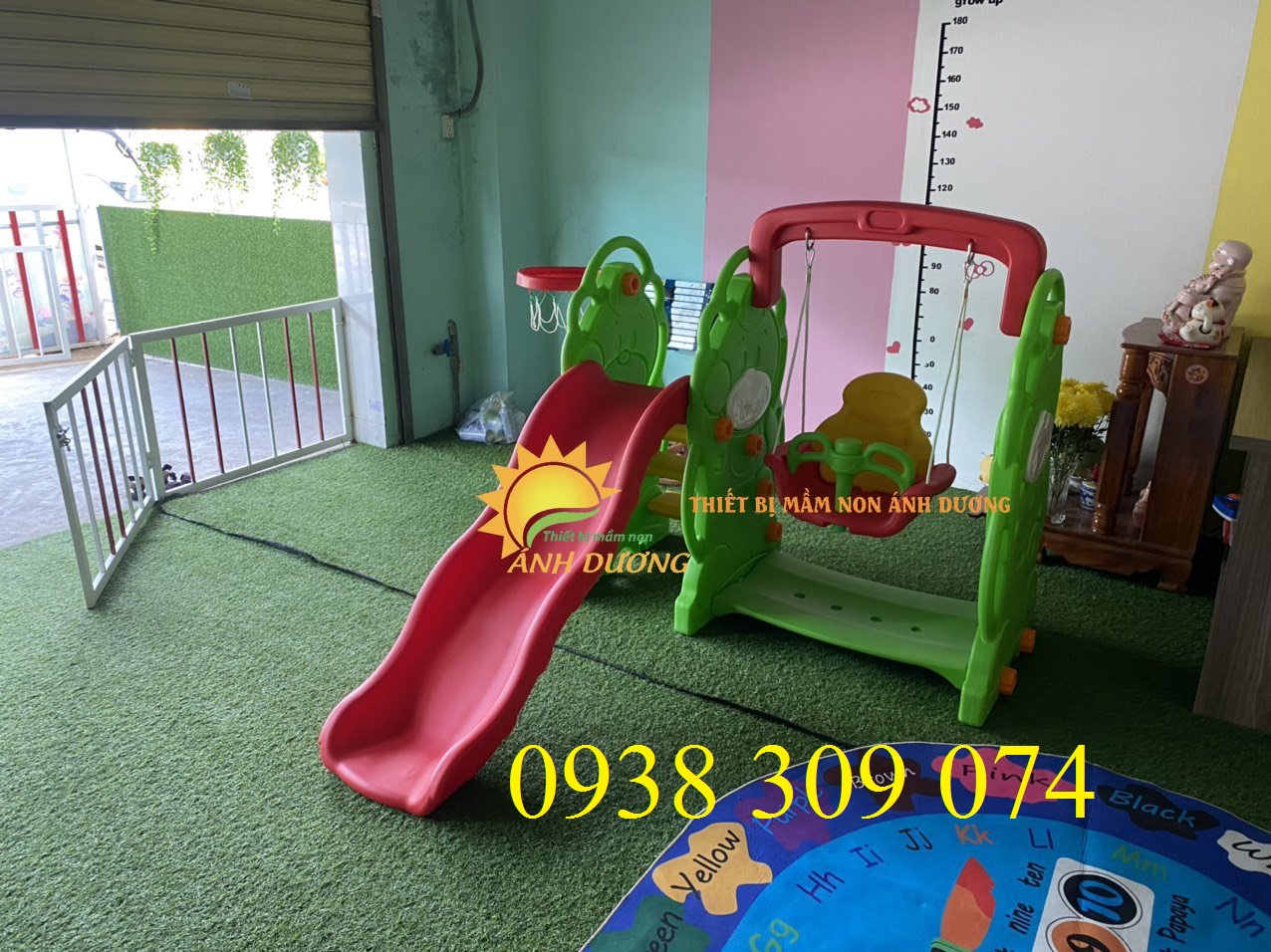 Bộ cầu trượt xích đu trẻ em hình con voi, con gấu