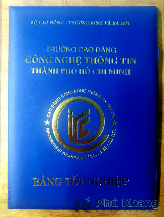 Bìa da kẹp chứng chỉ, bìa đựng bằng tốt nghiệp giá rẻ hcm