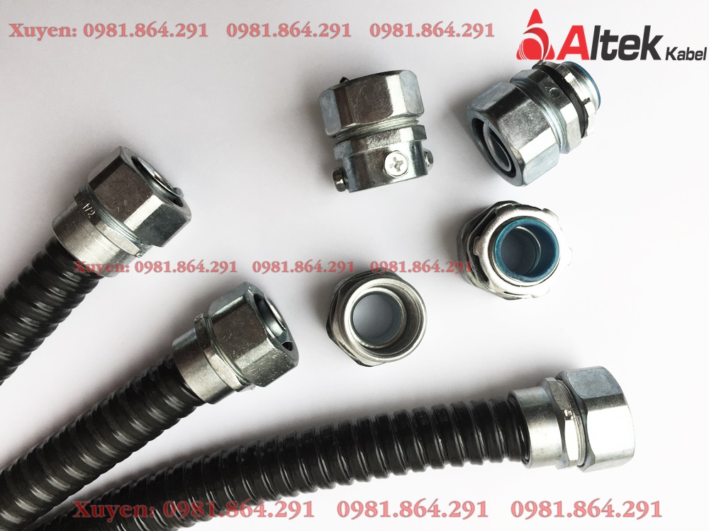 Ống kẽm ruột gà đàn hồi bọc nhựa PVC, đầu nối ống phi 3/4