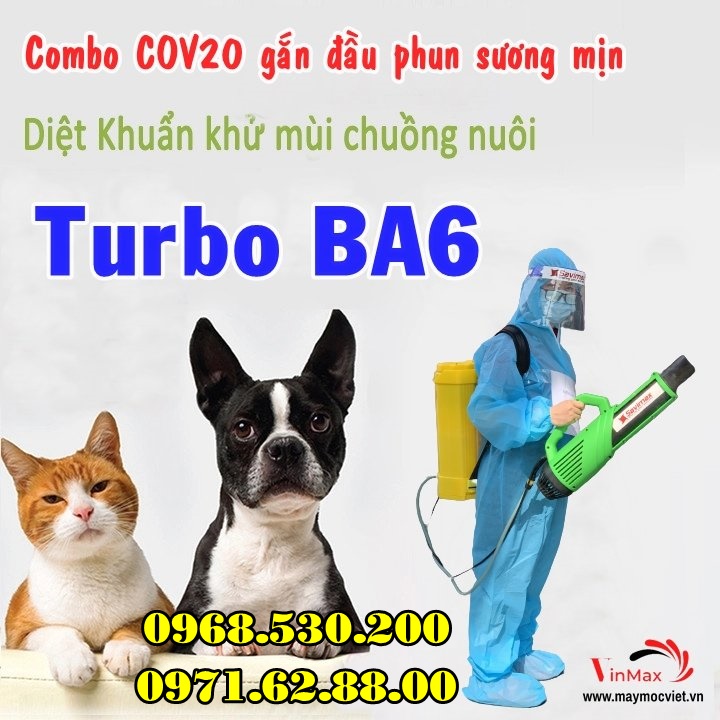 Máy phun khử khuẩn chuồng nuôi thú cưng chó mèo Turbo Ba-6