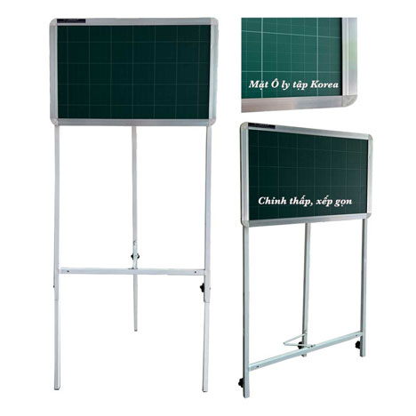 Bảng flipchart phấn từ Hàn Quốc 3 chân in ô ly tập