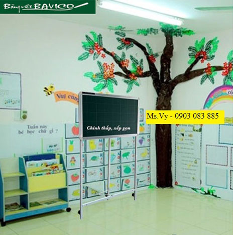 Bảng flipchart phấn từ Hàn Quốc 3 chân in ô ly tập