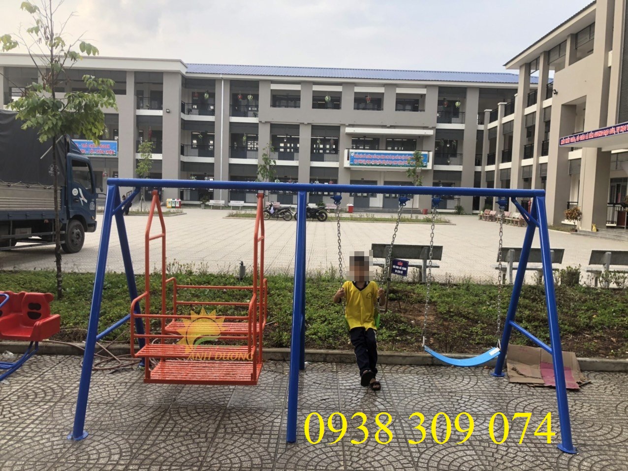Bộ cầu trượt xích đu composite dành cho bé Ad1214-1