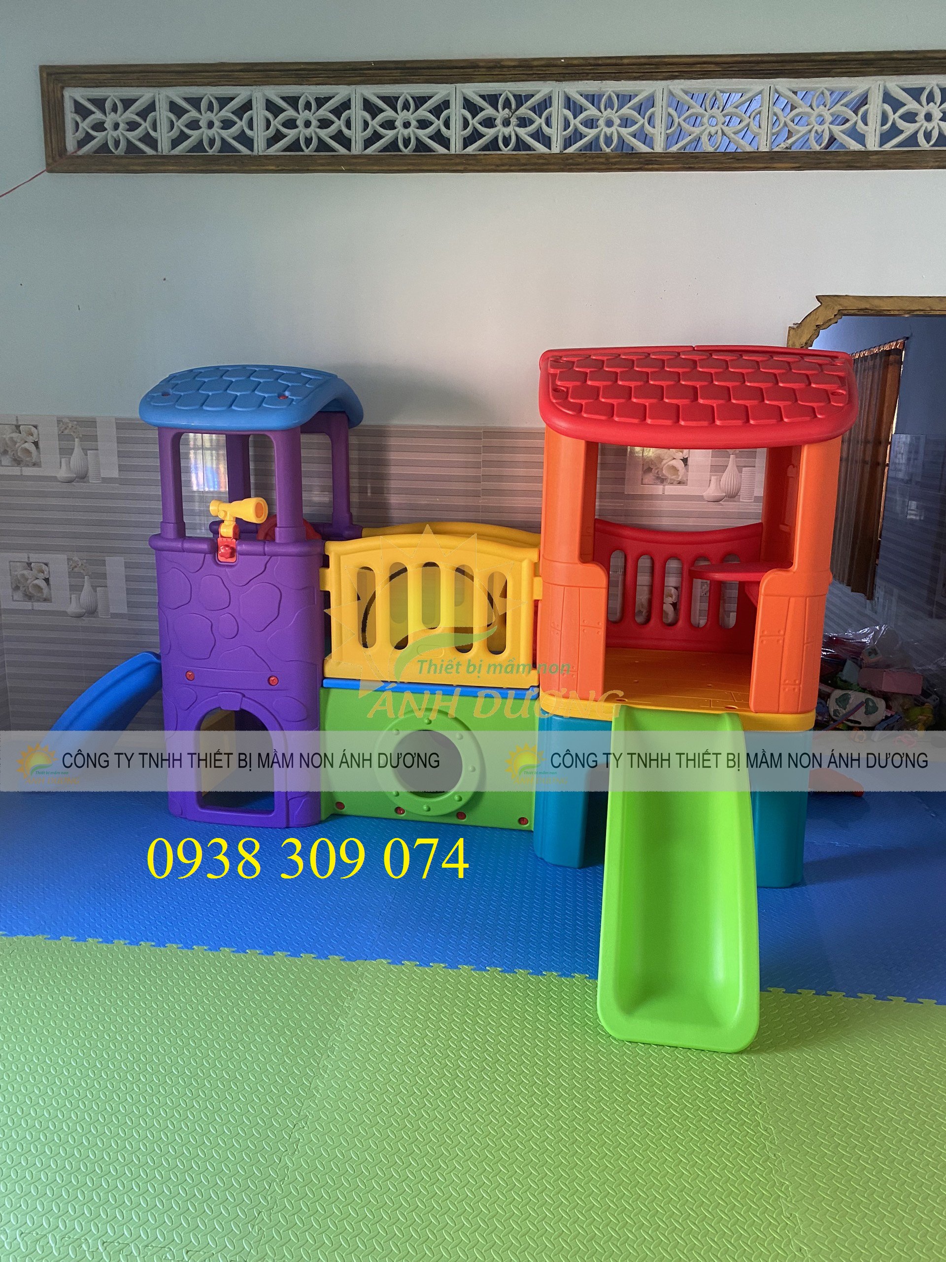 Bộ cầu trượt liên hoàn 2 khối nhập khẩu cao cấp Ad