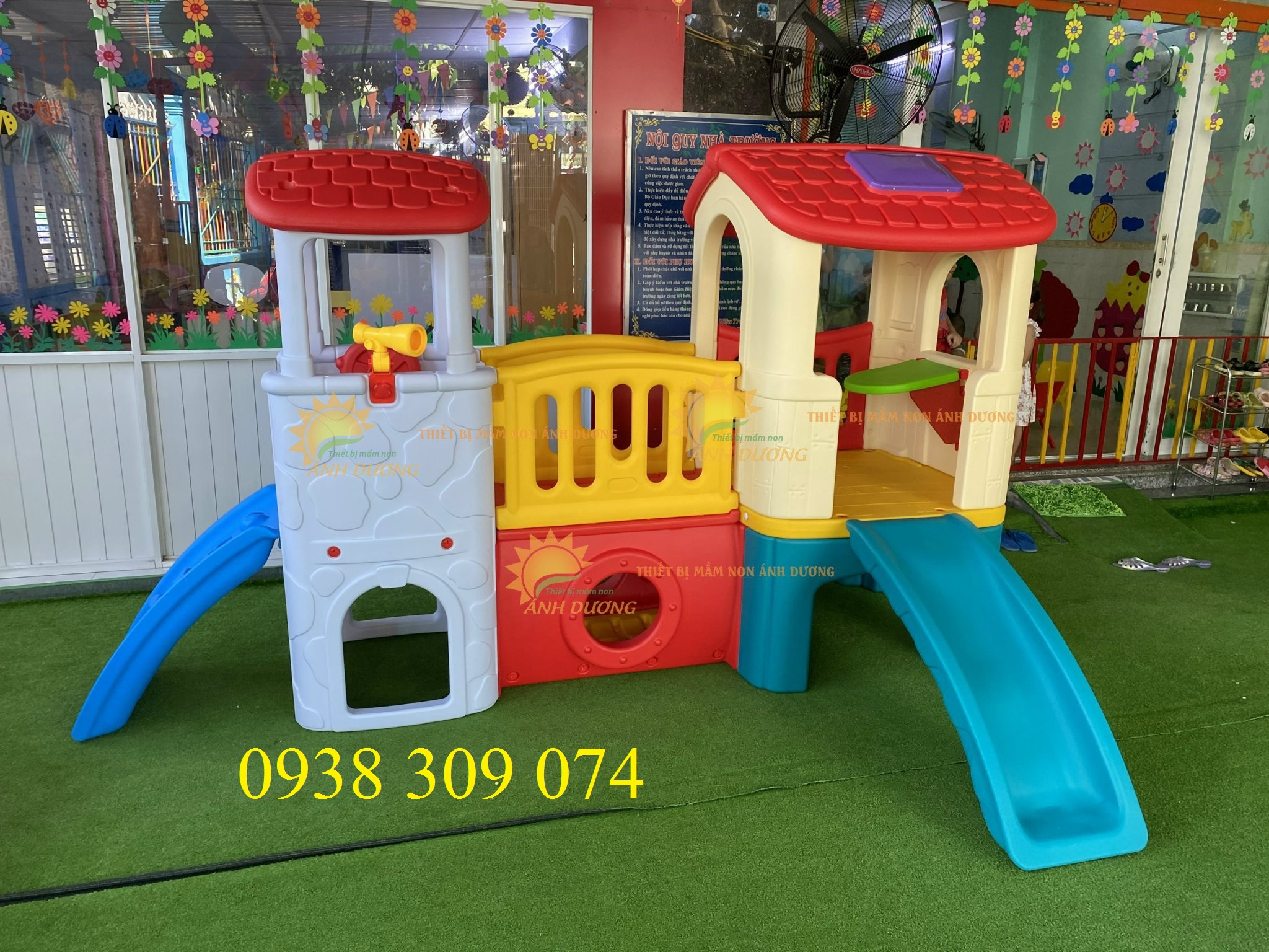 Bộ cầu trượt liên hoàn 2 khối nhập khẩu cao cấp Ad
