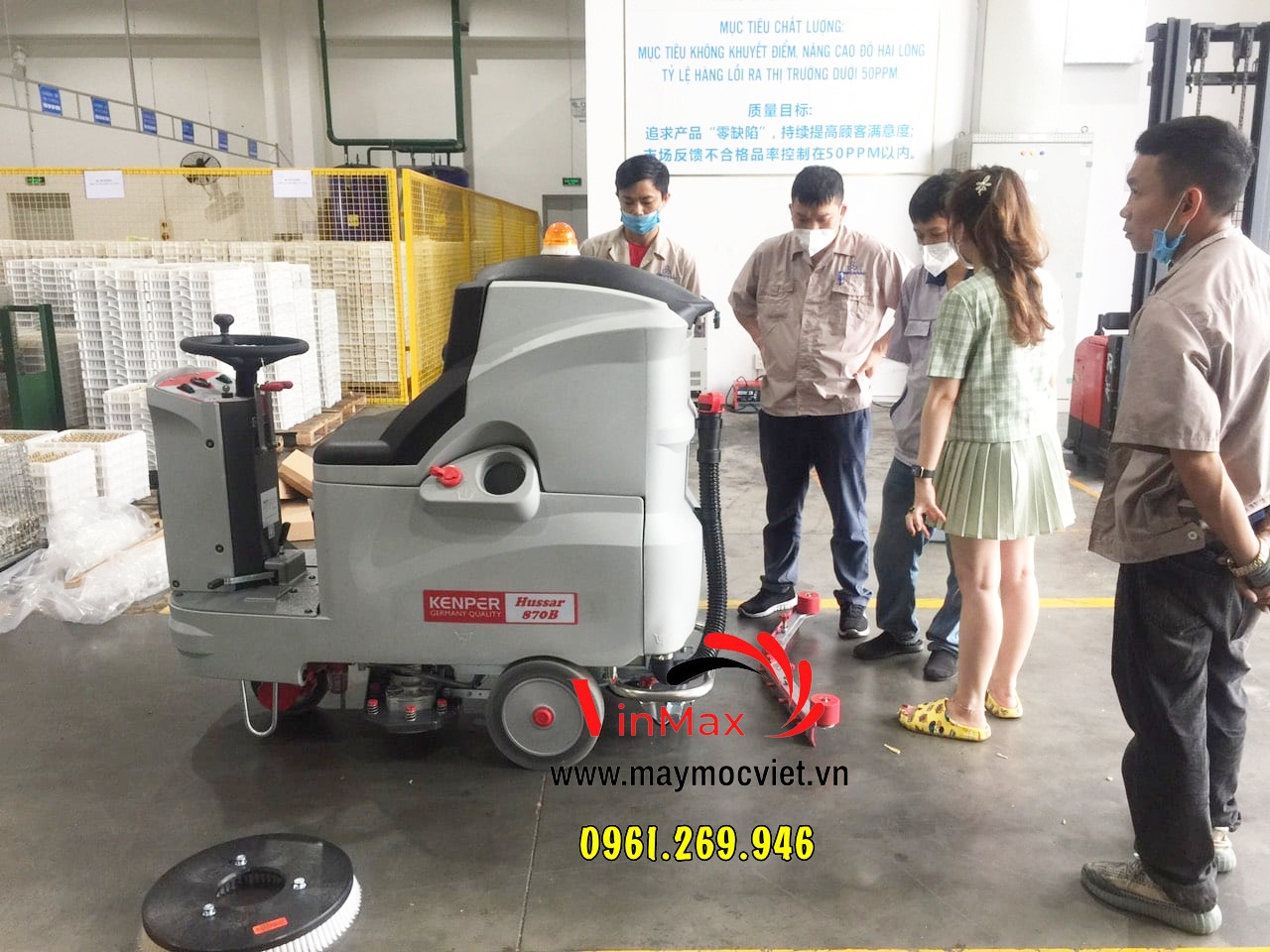 Máy chà sàn liên hợp ngồi lái Kenper Hussar 870B bình acquy