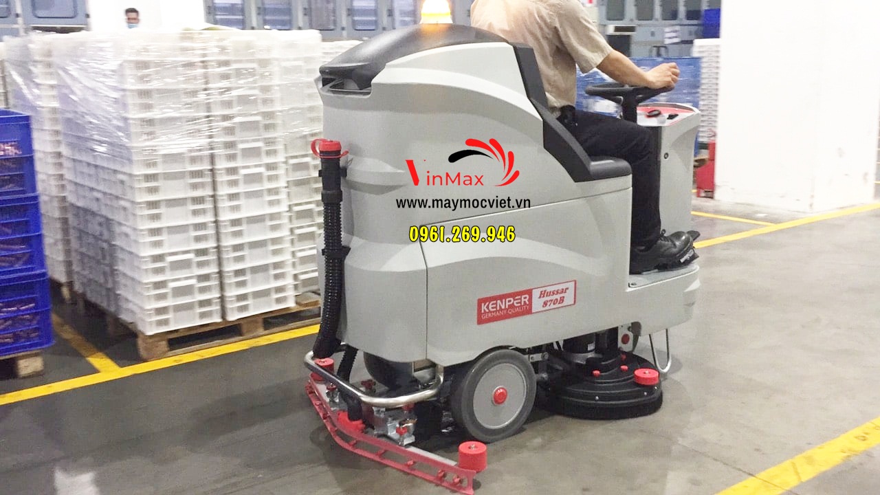 Máy chà sàn liên hợp ngồi lái Kenper Hussar 870B bình acquy