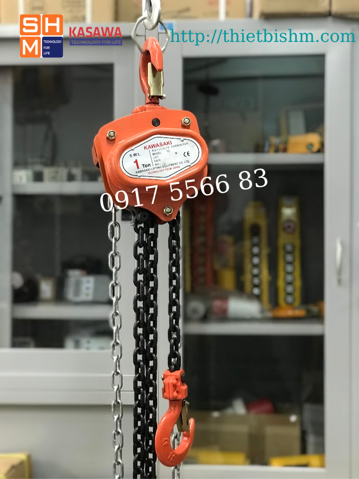 Pa lăng xích kéo tay Kawasaki 1 tấn giá tốt (ĐT: 0917 5566 83)