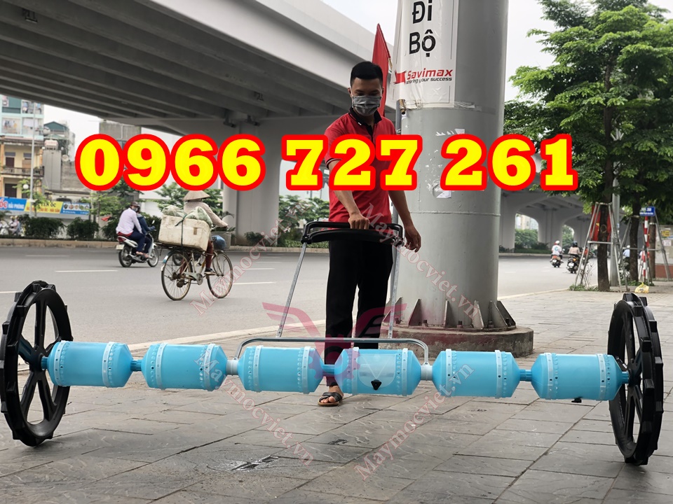 Máy xạ lúa kéo tay 6 trống thẳng hàng giá rẻ