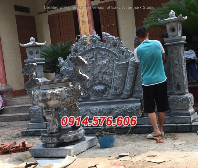10373 bình phong bằng đá lăng mộ bán tây ninh