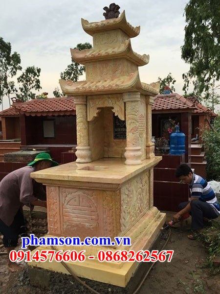 10401 mộ bằng đá xanh ba mái đẹp bán kon tum