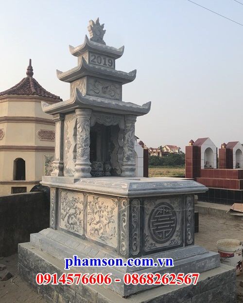 10401 mộ bằng đá xanh ba mái đẹp bán kon tum
