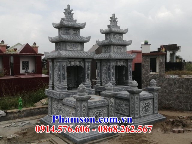 10401 mộ bằng đá xanh ba mái đẹp bán kon tum