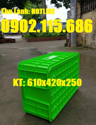 Thùng nhựa đặc H250, sóng nhựa bít , hộp nhựa 610x420x250