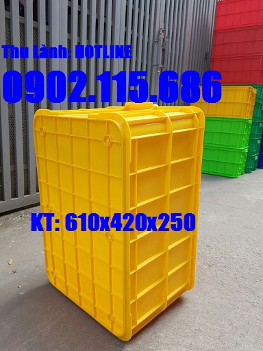 Thùng nhựa đặc H250, sóng nhựa bít , hộp nhựa 610x420x250