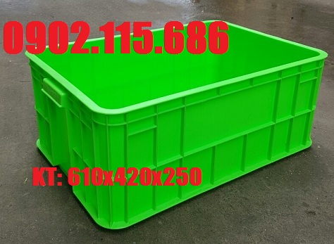 Thùng nhựa đặc H250, sóng nhựa bít , hộp nhựa 610x420x250