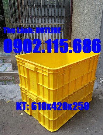 Thùng nhựa đặc H250, sóng nhựa bít , hộp nhựa 610x420x250