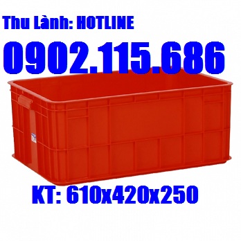 Thùng nhựa đặc H250, sóng nhựa bít , hộp nhựa 610x420x250