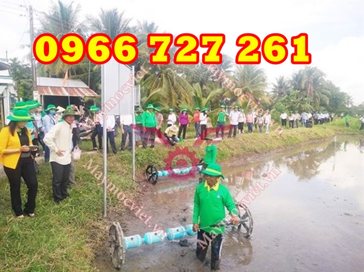 Máy gieo sạ lúa kéo tay 6 trống thẳng hàng giá rẻ tại Hà Nam