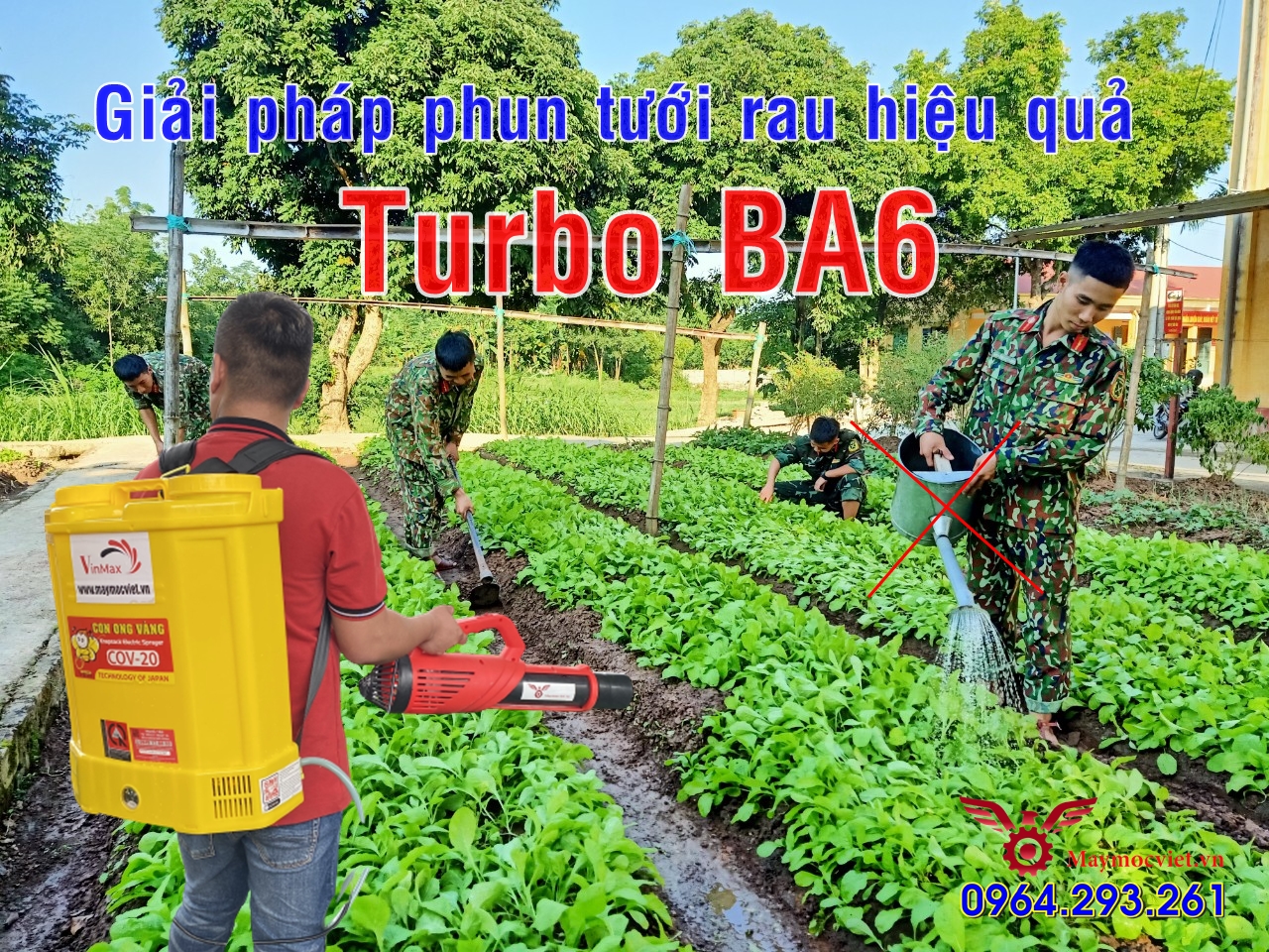 Combo máy phun thuốc diệt sâu bệnh hại cho rau hiệu Turbo BA6