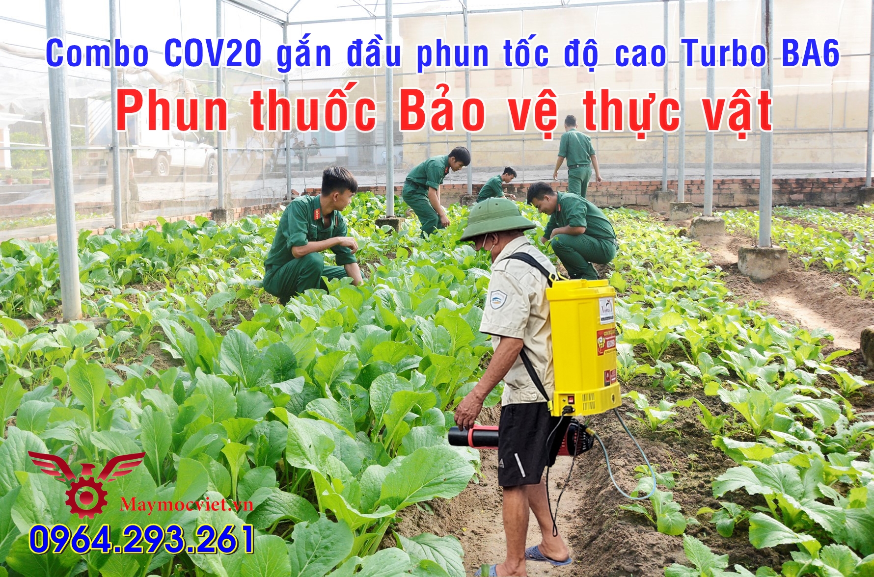 Combo máy phun thuốc diệt sâu bệnh hại cho rau hiệu Turbo BA6