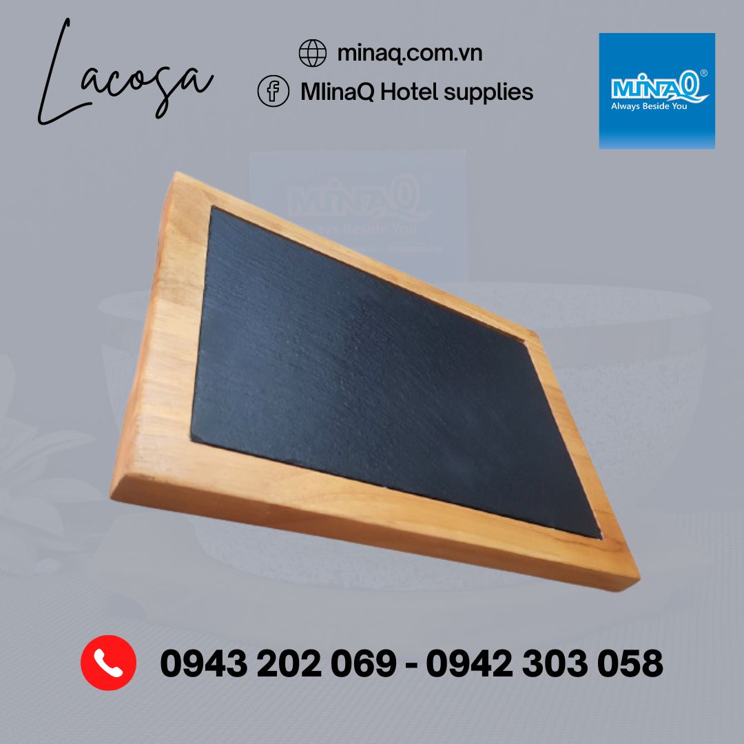 Khay đá đen trưng bày món ăn chính  hãng Lacosa